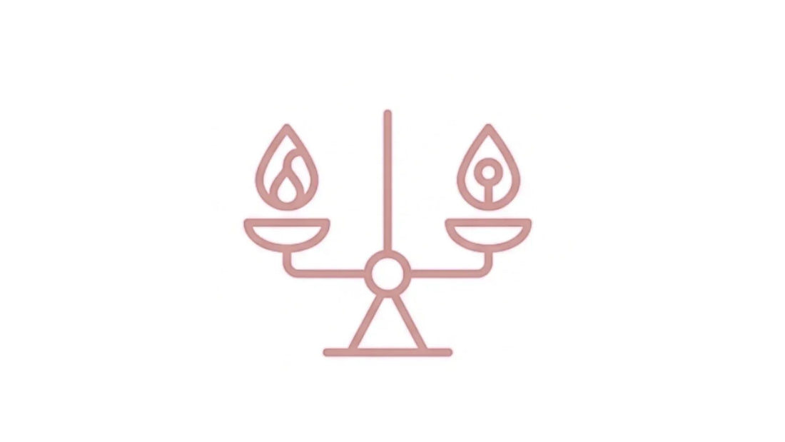 Simple scale graphic illustrating balance between hormones in the body. 