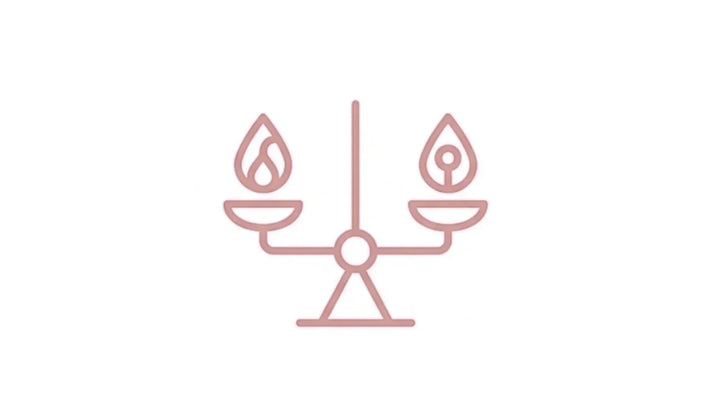 Simple scale graphic illustrating balance between hormones in the body. 