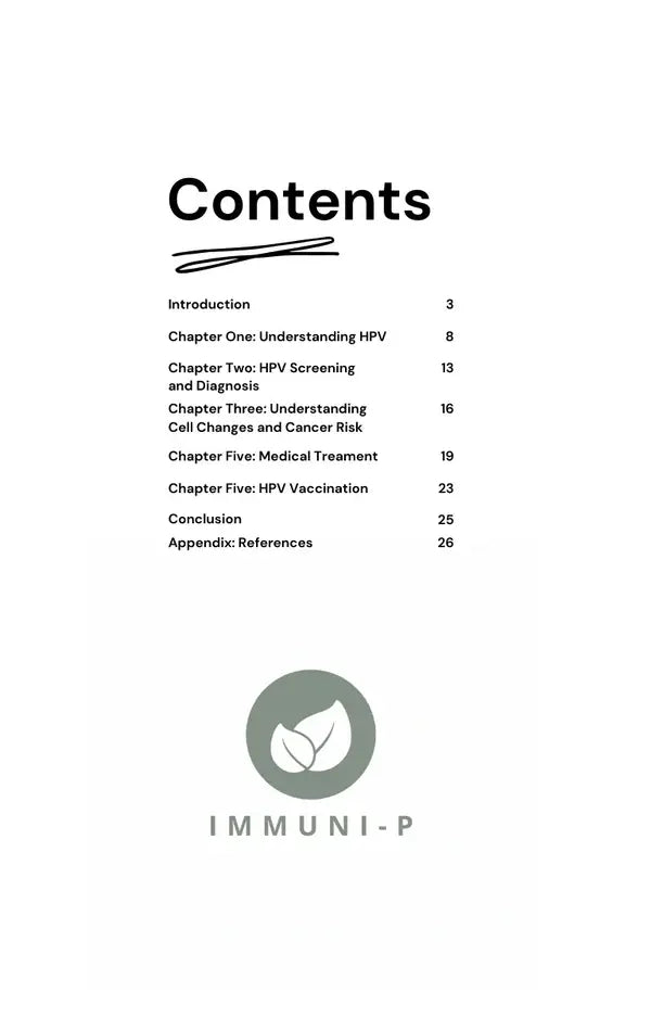 Cervical Wellness Guide Book 2 e-book table of contents outlining conventional management of cervical health and HPV care topics