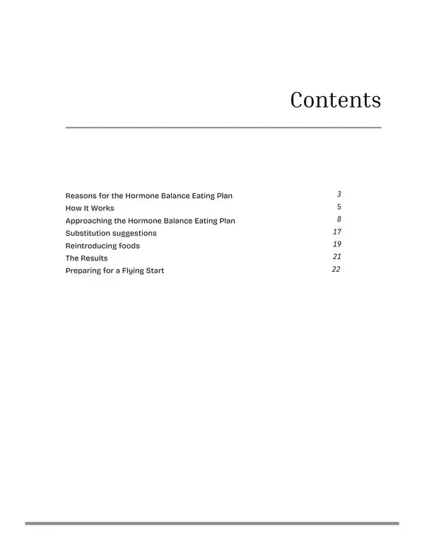 Eating for Hormone Balance Table of contents 
