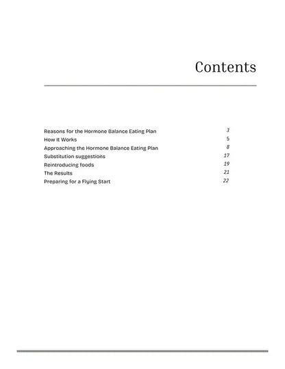 Eating for Hormone Balance Table of contents 